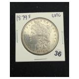 1879 S UNC Morgan Silver Dollar Coin