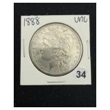 1888 UNC Morgan Silver Dollar Coin