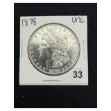 1878 UNC Morgan Silver Dollar Coin