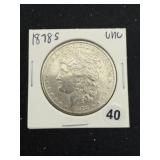 1878 S UNC Morgan Silver Dollar Coin