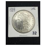 1889 UNC Morgan Silver Dollar Coin