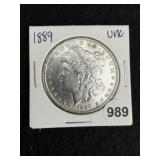 1889 UNC Morgan Silver Dollar Coin