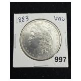 1883 UNC Morgan Silver Dollar Coin