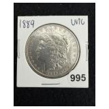 1889 UNC Morgan Silver Dollar Coin