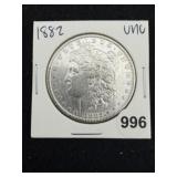1882 UNC Morgan Silver Dollar Coin
