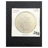 1889 UNC Morgan Silver Dollar Coin