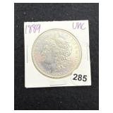 1889 UNC Morgan Silver Dollar Coin