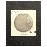 1922 S Peace Silver Dollar Coin