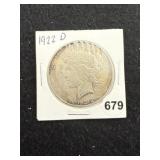1922 D Peace Silver Dollar Coin