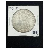 1921 D Morgan Silver Dollar Coin