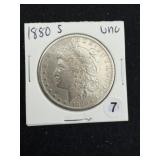 1880 S UNC Morgan Silver Dollar Coin