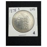 1878 S UNC Morgan Silver Dollar Coin