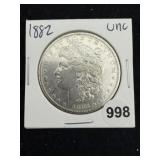 1882 UNC Morgan Silver Dollar Coin