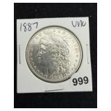 1887 UNC Morgan Silver Dollar Coin