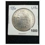 1886 UNC Morgan Silver Dollar Coin
