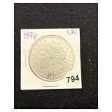 1896 UNC Morgan Silver Dollar Coin
