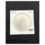 1886 UNC Morgan Silver Dollar Coin