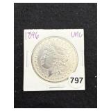 1896 UNC Morgan Silver Dollar Coin