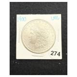 1900 UNC Morgan Silver Dollar Coin