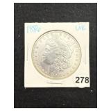 1886 UNC Morgan Silver Dollar Coin