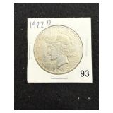 1922 D Peace Silver Dollar Coin