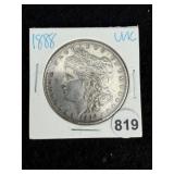 1888 UNC Morgan Silver Dollar Coin