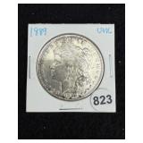 1889 UNC Morgan Silver Dollar Coin