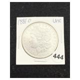 1881 O UNC Morgan Silver Dollar Coin
