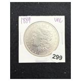 1889 UNC Morgan Silver Dollar Coin
