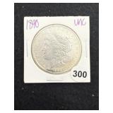 1890 UNC Morgan Silver Dollar Coin