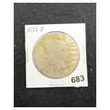1922 D Peace Silver Dollar Coin