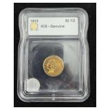 1915 ICG - Genuine $2 & 1/2 Dollar Gold Coin