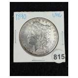 1890 UNC Morgan Silver Dollar Coin