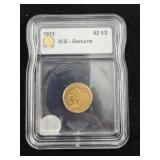 1913 ICG - Genuine $2 & 1/2 Dollar Gold Coin