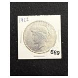1922 Peace Silver Dollar Coin