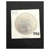 1922 Peace Silver Dollar Coin