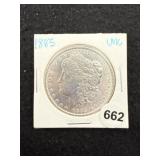 1885 UNC Morgan Silver Dollar Coin