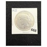 1922 Peace Silver Dollar Coin