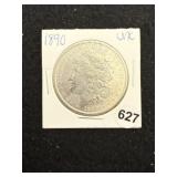 1890 UNC Morgan Silver Dollar Coin