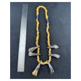Buffalo Teeth Trade Bead Necklace Indian Artifact