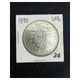 1890 UNC Morgan Silver Dollar Coin