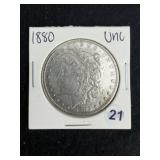 1880 UNC Morgan Silver Dollar Coin