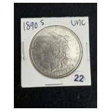 1890 S UNC Morgan Silver Dollar Coin