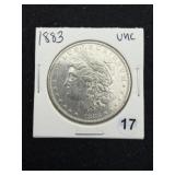 1883 UNC Morgan Silver Dollar Coin