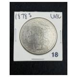 1878 S UNC Morgan Silver Dollar Coin