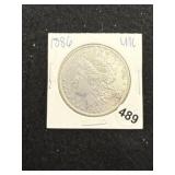 1886 UNC Morgan Silver Dollar Coin