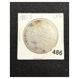 1881 S UNC Morgan Silver Dollar Coin