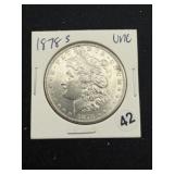 1878 S UNC Morgan Silver Dollar Coin