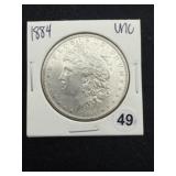 1884 UNC Morgan Silver Dollar Coin