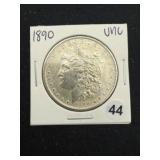 1890 UNC Morgan Silver Dollar Coin